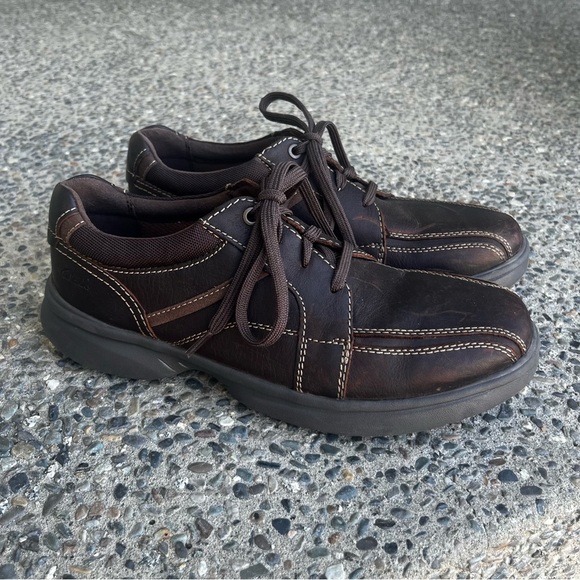 Clarks Collection Extreme Comfort Bradley Leather Shoes Men 9 Brown Lace Up - Picture 1 of 10